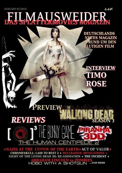 FILMAUSWEIDER - Das Splattermovies Magazin - Ausgabe 1 - Human Centipede; Piranha 3DD, REC 3: Genesis, The Bunny Game, The walking Dead Season 3