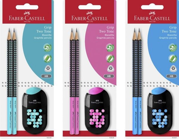 Faber-Castell Bleistift Grip 2001 Two Tone HB 2er Set mit Spitzer