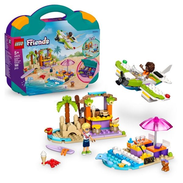 LEGO Friends 42672 Kreativer Reisekoffer, 2-in-1 Spielzeug mit Figuren