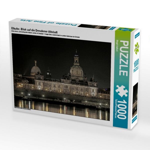CALVENDO Puzzle Elbufer, Blick auf die Dresdener Altstadt 1000 Teile Puzzle quer 1000 Teile Lege-Größe 64 × 48 cm Foto-Puzzle für glückliche Stunden