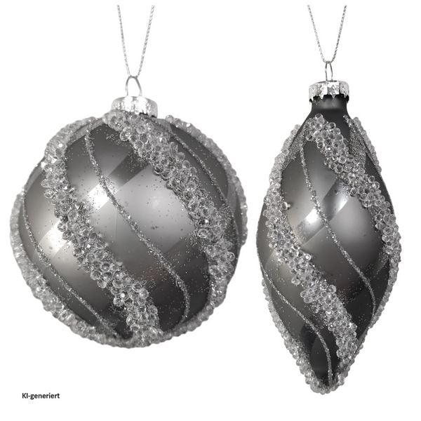 HTI-Living HTI-Living Weihnachtskugeln 2er Set Silber Glitzer