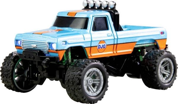 Amewi Orange Brushed 1:64 RC Modellauto Elektro Monstertruck Heckantrieb (2WD) RtR 2,4 GHz mit Lichteffekt, inkl. Akku und Ladekabel