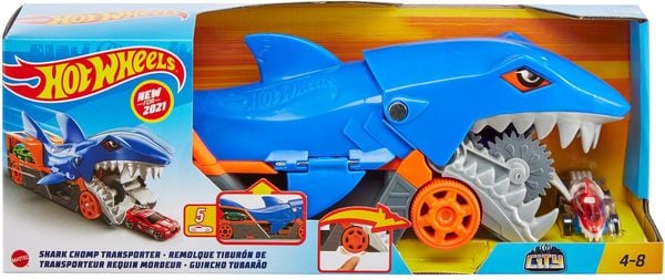 Hot Wheels Hungriger Hai-Transporter für bis zu 5 Spielzeugautos