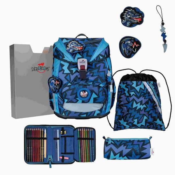 DerDieDas Schulranzen Set ErgoFlex Light, Schulranzen Set, 5tlg, Dark Dragon
