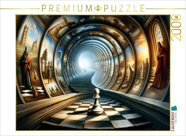 CALVENDO Puzzle Schachmatt der Zeitalter: Ein Pfad durch die Galerie der Geschichte 2000 Teile Lege-Größe 90x67cm Foto-Puzzle für glückliche Stunden