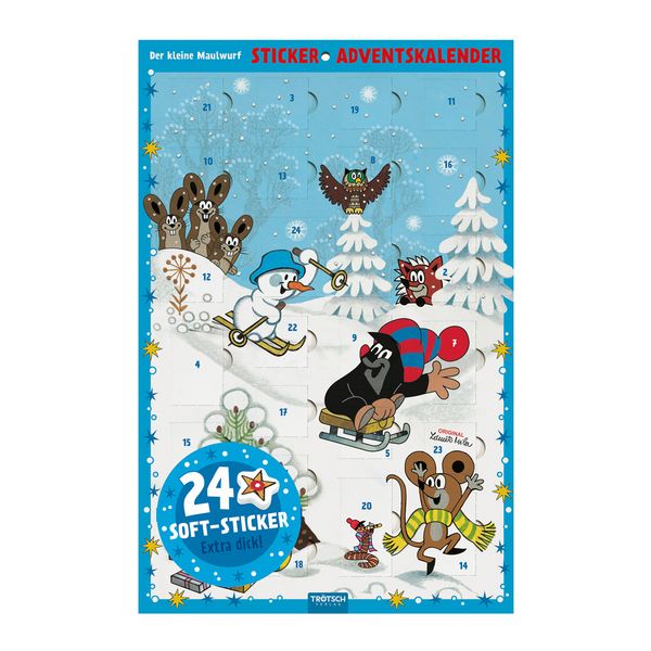 TRÖTSCH - Sticker-Adventskalender 'Der kleine Maulwurf ' Weihnachtskalender mit 24 niedlichen Soft-Stickernckern Sticker Adventskalender Ab 3 Jahren