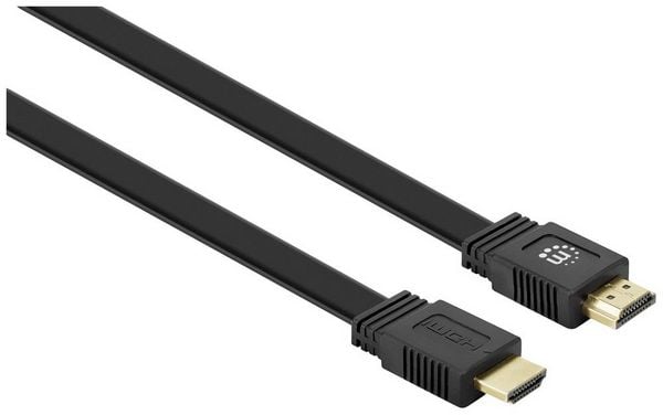 Manhattan HDMI Anschlusskabel HDMI-A Stecker, HDMI-A Stecker 5.00 m Schwarz 355636 4K UHD, doppelt geschirmt, flach, Flache Ausführung HDMI-Kabel
