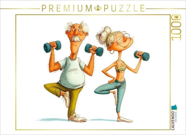 CALVENDO Puzzle Seniorensport mit Hanteln im Park 1000 Teile Lege-Größe 64x48cm Foto-Puzzle für glückliche Stunden