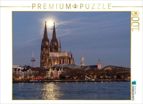 CALVENDO Puzzle Vollmond über dem Kölner Dom 1000 Teile Lege-Größe 64x48cm Foto-Puzzle für glückliche Stunden
