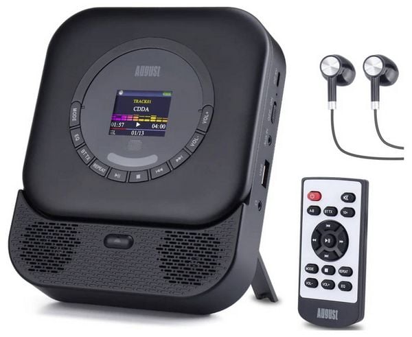 August SE15B MP3-Player Schwarz Bluetooth®, Lautsprecher