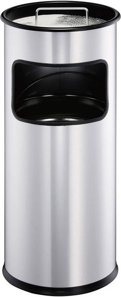 Durable 333023 Papierkorb 17 l Metall (Ø x H) 260 mm x 620 mm Schwarz Inkl. Aschenbecher 1 St.