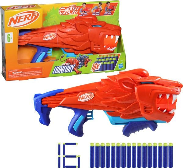 Hasbro F8646EU4 - Nerf Junior Wild Lionfury Blaster mit 16 Darts