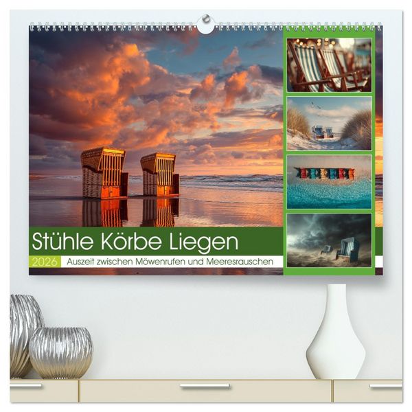 Stühle Körbe Liegen (hochwertiger Premium Wandkalender 2026 DIN A2 quer), Kunstdruck in Hochglanz
