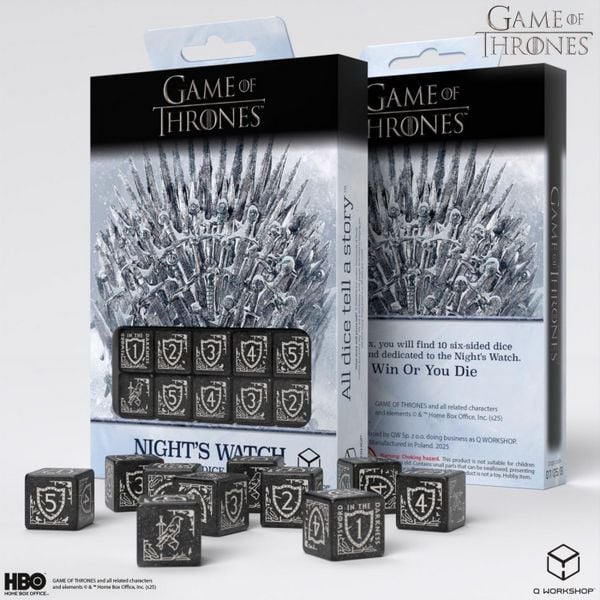Q-Workshop QWO97768 - Game of Thrones, Nights Watch 10xD6 Dice Set