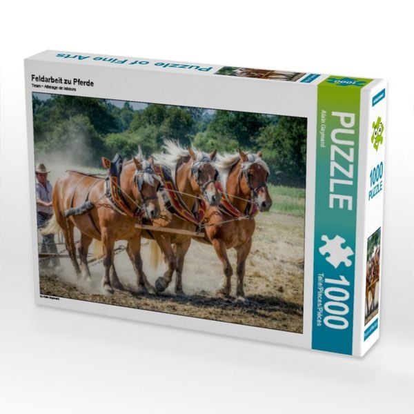 CALVENDO Puzzle Feldarbeit zu Pferde 1000 Teile Lege-Größe 64x48cm Foto-Puzzle für glückliche Stunden