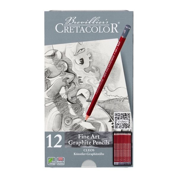 Cretacolor Bleistift CLEOS Fine Art Graphit, 12er Metalletui