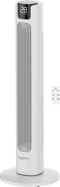 Sygonix Turmventilator 50 W (Ø x H) 315 mm x 942 mm Weiß Timer, LED-Display, Oszillierend, mit Fernbedienung