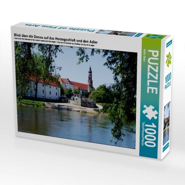 CALVENDO Puzzle Blick über die Donau auf das Herzogschloß und den Adler 1000 Teile Puzzle quer 1000 Teile Lege-Größe 64 × 48 cm Foto-Puzzle für glückliche Stunden
