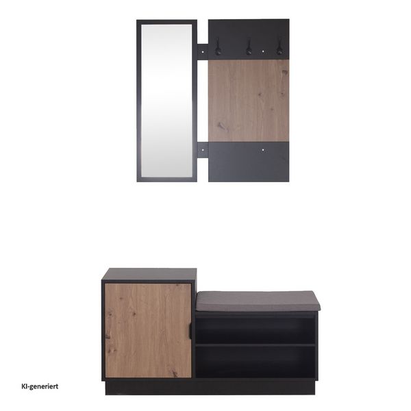 HTI-Living Garderobe Dana mit Schuhbank Schwarz Garderobe Dana mit Schuhbank Schwarz