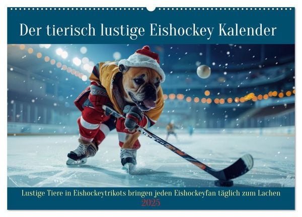 Der tierisch lustige Eishockey Kalender (Wandkalender 2025 DIN A2 quer), CALVENDO Monatskalender