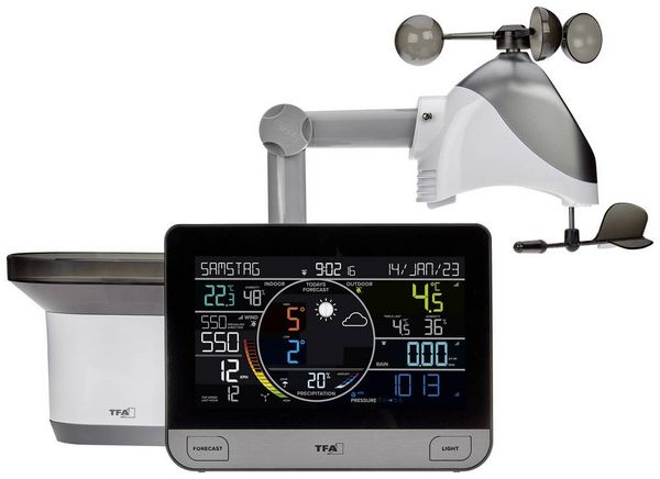 TFA Dostmann WLAN View Pro 35.8003.01 WLAN-Wetterstation Vorhersage für mit WiFi 7 Tage Anzahl Sensoren max. 4
