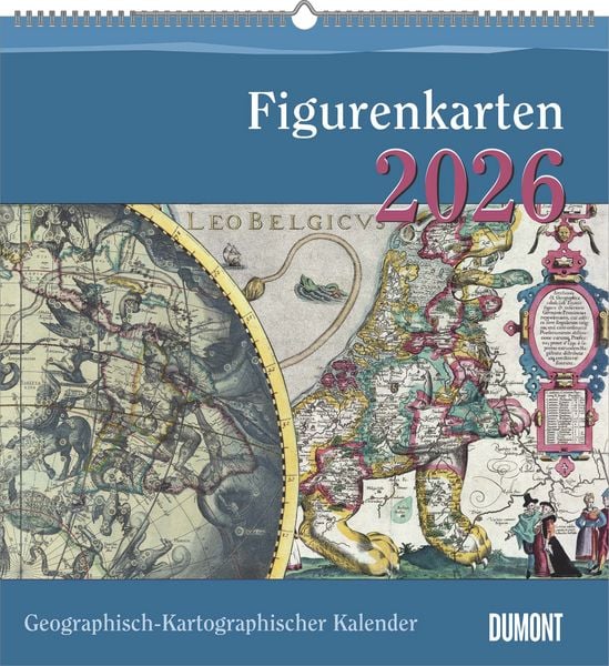 Geographisch-Kartographischer Kalender 2026 - Figurenkarten - Wand-Kalender mit historischen Landkarten - 45 x 48 cm