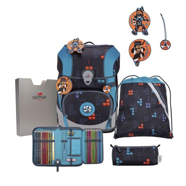 DerDieDas Schulranzen Set ErgoFlex Tiny, Schulranzen Set, 5tlg, Ninja Fighter