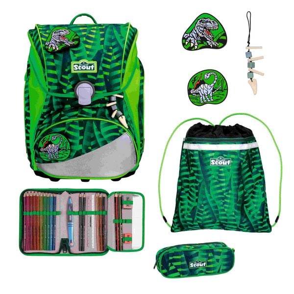 Scout Schulranzen Set Alpha, Schulranzen Set, 4tlg, Danger Dino