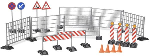 Bruder Profi-Serie bworld Zubehör Baustellenset mit Zäunen, Schildern und Pylonen