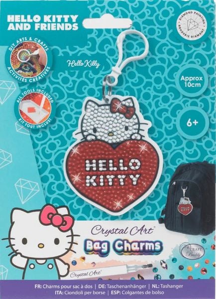 Craft Buddy CABC-33HKU002 - Crystal Art Bag Charms, Hello Kitty, Taschenanhänger, Diamant-Malerei-Set