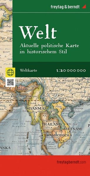 Freytag & berndt Straßenkarte Weltkarte: Aktuelle politische Karte in historischem Stil 1:20 Mio.