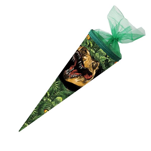 Schultüte Dino Dschungel 50 cm rund, Tüll