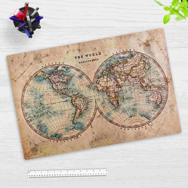 Cover-your-desk Schreibtischunterlage für Kinder und Erwachsene Historische Weltkarte, aus hochwertigem Vinyl , 60 x 40 cm