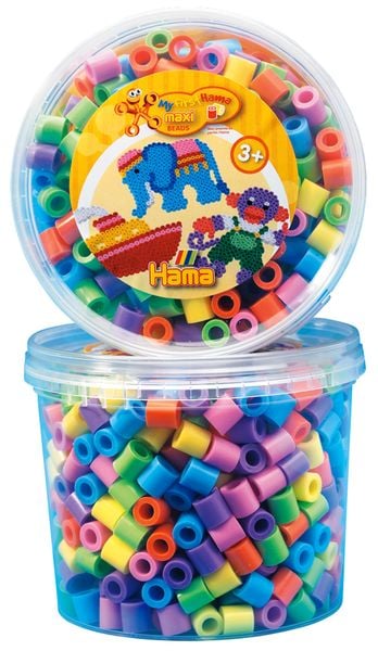 Hama 8571 - My first Hama Bügelperlen Maxi 3+, Dose mit ca. 600 Stück, Pastell Mix