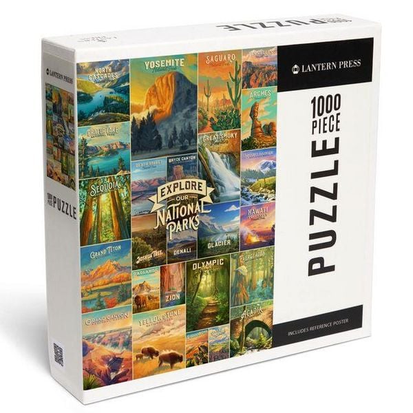 Oil Painting National Park Series - Collage - Explore Our National Parks -1000 Piece Puzzle