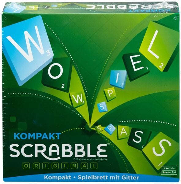 Mattel Games Scrabble Kompakt, Gesellschaftsspiel, Brettspiel, Reisespiel