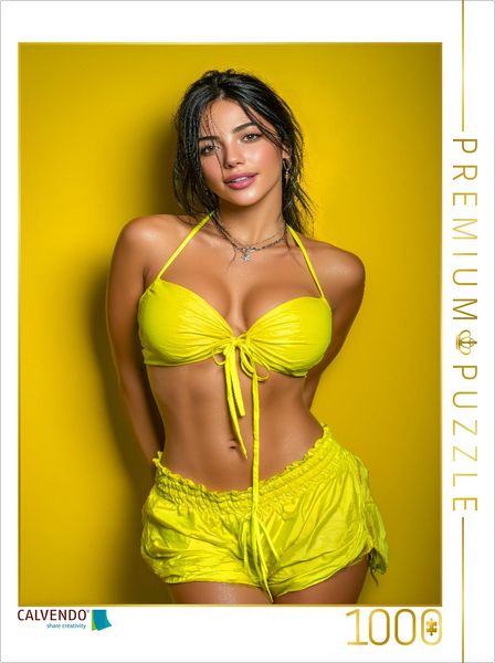CALVENDO Puzzle Erotik-Puzzle mit Lola in Gelb - ein sexy Girl im Bikini bringt Sonnenschein, Style und Sommerlaune 1000 Teile Lege-Größe 64x48cm Foto-Puzzle für glückliche Stunden
