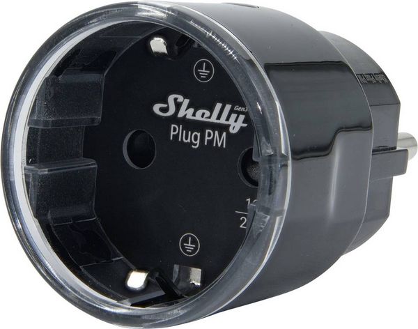 Shelly Plug PM Gen3 Black Funk-Steckdose Wi-Fi, Bluetooth