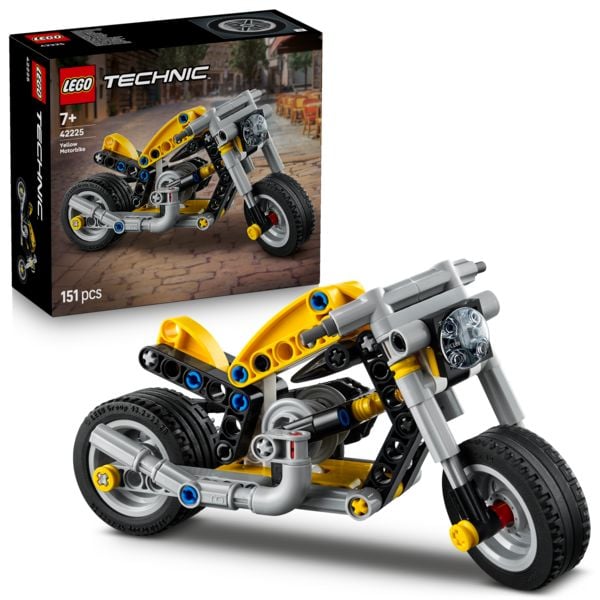 LEGO Technic 42225 Gelbes Motorrad, Spielzeug für Kinder ab 7 Jahren