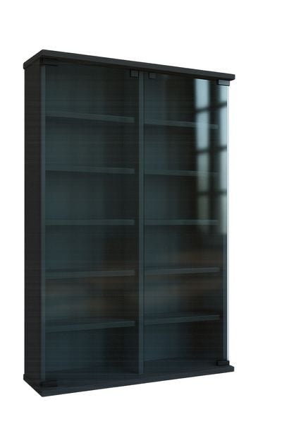 Holz CD DVD Stand Regal Schrank Galerie Glastür