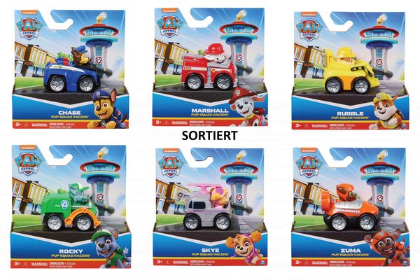 Paw Patrol: Pup Squad Racer, Chase-Figur zum Sammeln, Paw Patrol-Spielzeugautos, Kinderspielzeug für Jungen und Mädchen