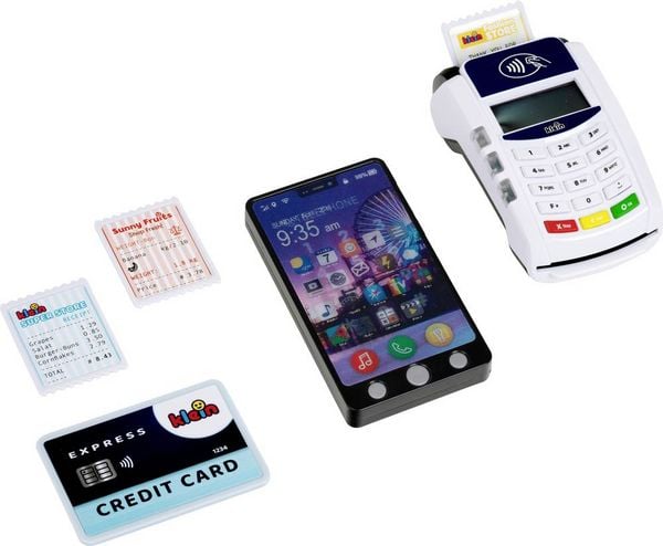 Theo Klein 7274 PoS Terminal und Kinder Handy Smartphone Mit Licht, Sound und kontaktloser Bezahlfunktion Spielzeug für Kinder ab 3 Jahren