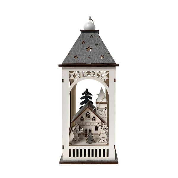 HTI-Living Weihnachtsdeko Laterne mit Kirche Weihnachtsdeko Laterne mit Kirche