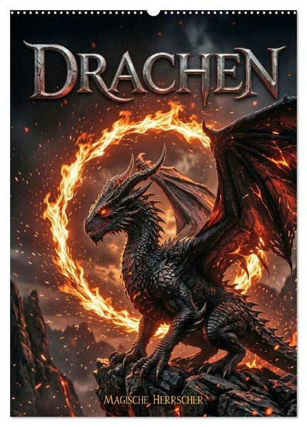 Drachen - Magische Herrscher, Dark‑Fantasy Wandkalender (Wandkalender 2027 DIN A2 hoch), CALVENDO Monatskalender