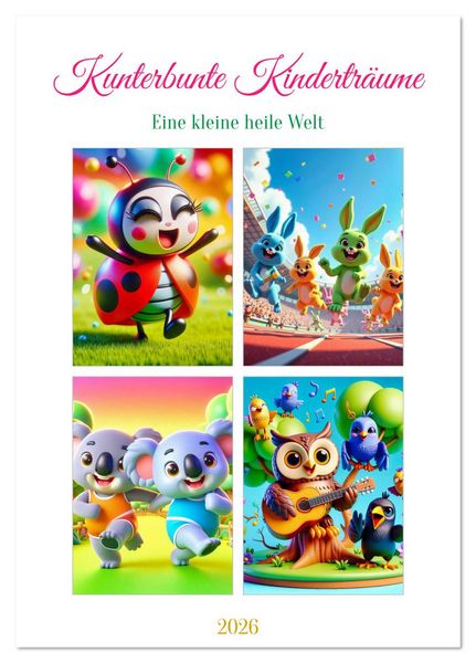 Kunterbunte Kinderträume (Tischkalender 2026 DIN A5 hoch), CALVENDO Monatskalender