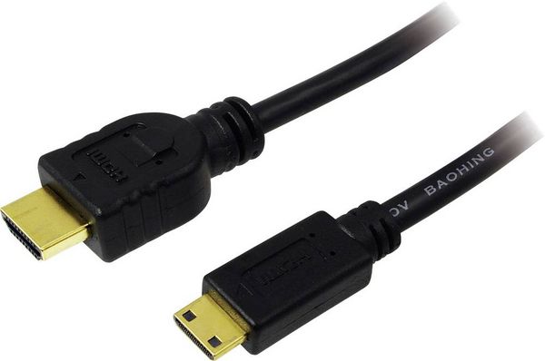 LogiLink HDMI Anschlusskabel HDMI-A Stecker, HDMI-Mini-C Stecker 1.00 m Schwarz CH0021 4K UHD HDMI-Kabel