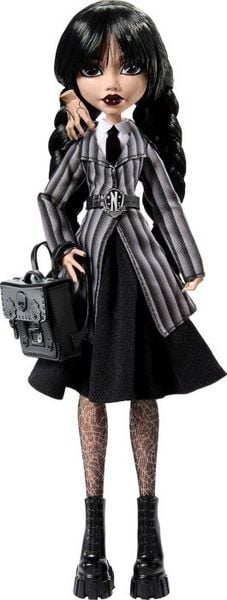 Monster High Wednesday Sammelpuppe, Wednesday Addams in Nevermore Academy Uniform mit Eiskaltem Händchen
