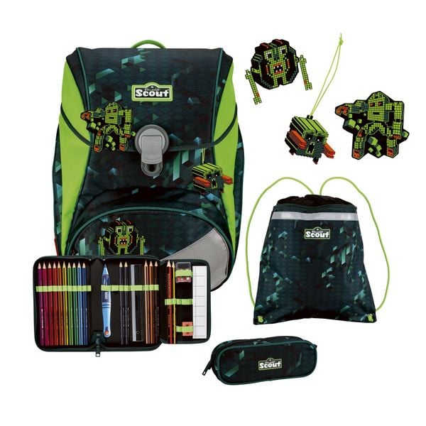 Scout Schulranzen Set Alpha, Schulranzen Set, 4tlg, Cubes