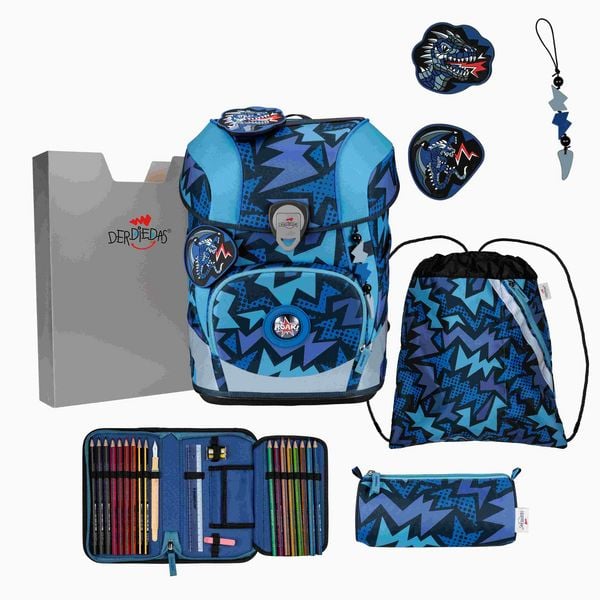 DerDieDas Schulranzen Set ErgoFlex Tiny, Schulranzen Set, 5tlg, Dark Dragon