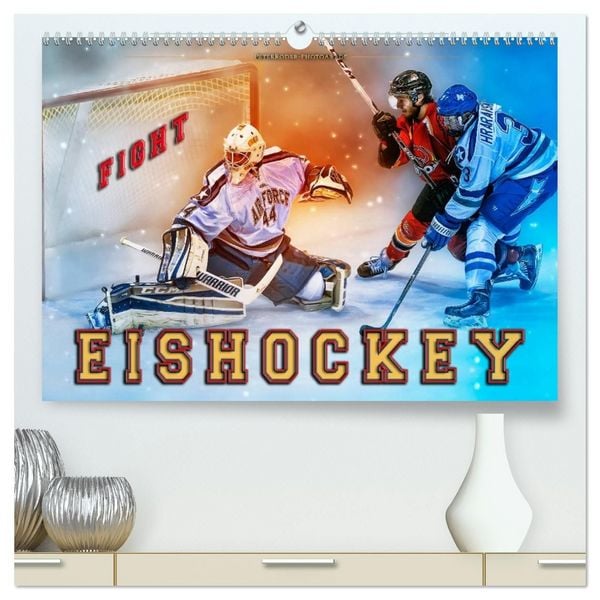 Eishockey - Fight (hochwertiger Premium Wandkalender 2027 DIN A2 quer), Kunstdruck in Hochglanz